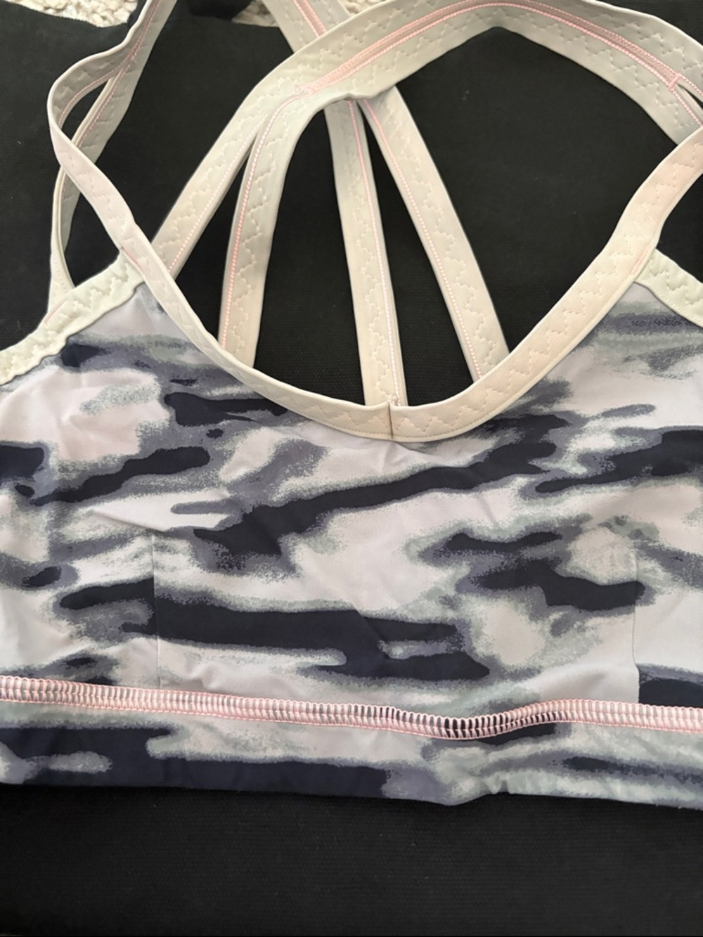 lululemon athletica Light Pink & Gray Camouflage Strappy Sports Bra